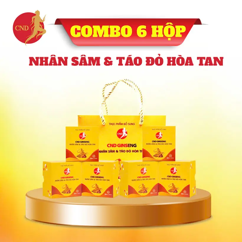Combo 6 hộp thực phẩm bổ sung CND Ginseng nhân sâm & táo đỏ hòa tan (Kèm túi)