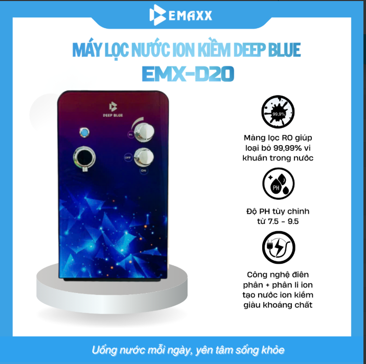 MÁY LỌC NƯỚC GIA ĐÌNH ION KIỀM ĐỂ BÀN EMX-D20 (DESKTOP)